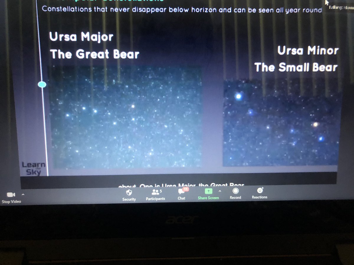 MissJFarrell's tweet photo. We learned so much about constellations! Harmoni shared her screen to show us what she wanted to look up about them! @LB_STEAM #lbsteam https://t.co/CHSi0anmo3