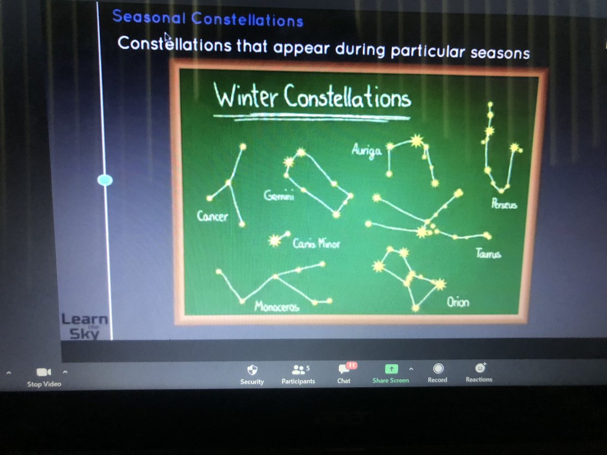 MissJFarrell's tweet photo. We learned so much about constellations! Harmoni shared her screen to show us what she wanted to look up about them! @LB_STEAM #lbsteam https://t.co/CHSi0anmo3