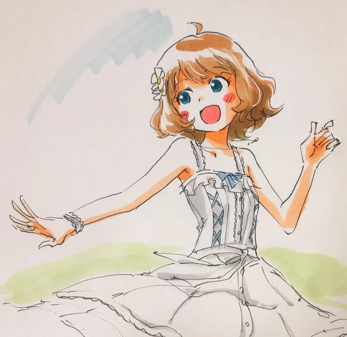 今日の桃子ちゃんセンパイ。のラクガキ。ピュアワンピースセンパイ。 