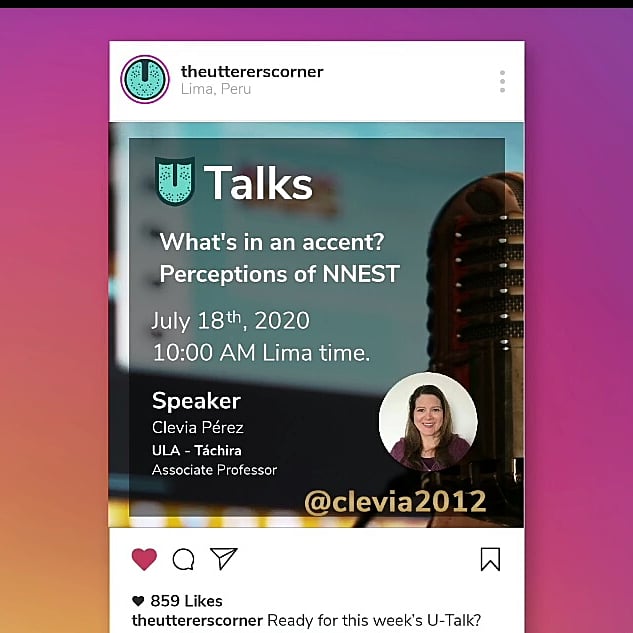 UtterersCorner's tweet photo. Don't miss our upcoming #Utalk with Prof. Clevia Pérez about accents 😎
#theutterwrscorner #Utalks #Languageonline https://t.co/rXdNeqApBX