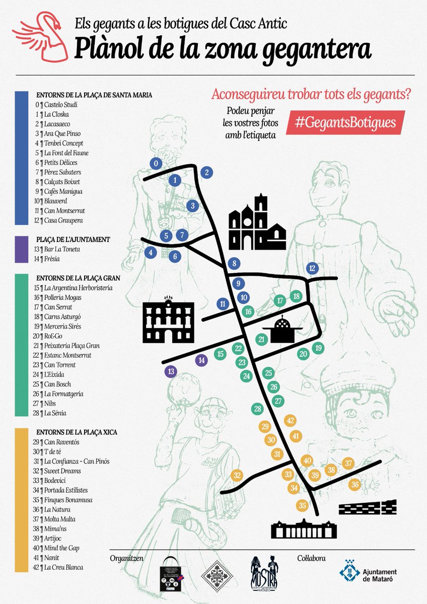 Això comença! D'avui 13 al 18 de juliol les botigues del Casc Antic i Plaça Gran i Rodalies reben la visita d'uns convidats molt gegants! Aquí teniu el plànol on els podreu trobar! 👇 Us esperen!