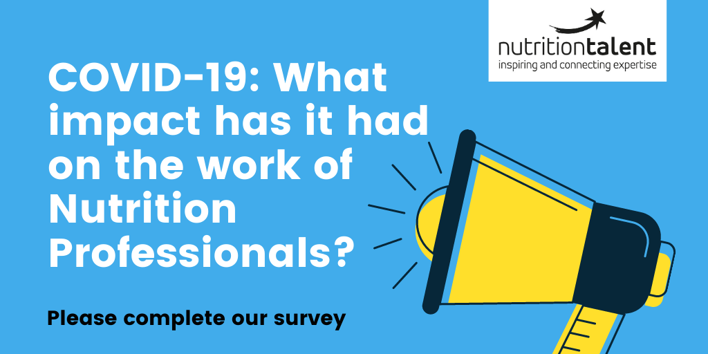NutritionTalent's tweet photo. WE NEED YOUR HELP! We are keen to understand how the pandemic has affected the work of #nutrition #professionals. Please complete this short #survey to enable us to capture as many insights as possible: https://t.co/wHiqpie539 We'll share findings as soon as we can. Please RT! https://t.co/OUwDsaEtCZ