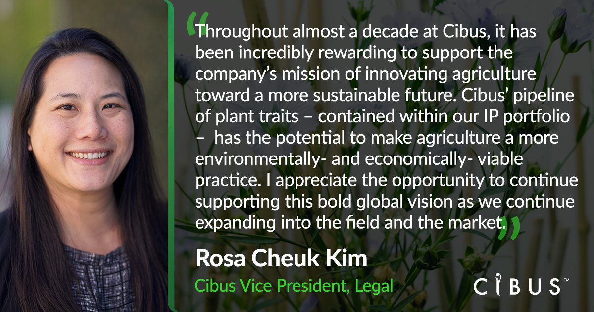 CibusGlobal's tweet photo. Today we announced the well-deserved appointment of former Cibus Internal Counsel, Rosa Cheuk Kim, to Vice President, Legal. In her elevated role, she will oversee all Cibus legal activities, including intellectual property (IP), contracts, and litigation. https://t.co/X0JUQzXXRh https://t.co/rwLxBWVH0u