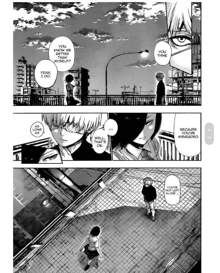 I like how they subverted expectations and instead of being a happy reunion Touka just calls Kaneki out 1/2
