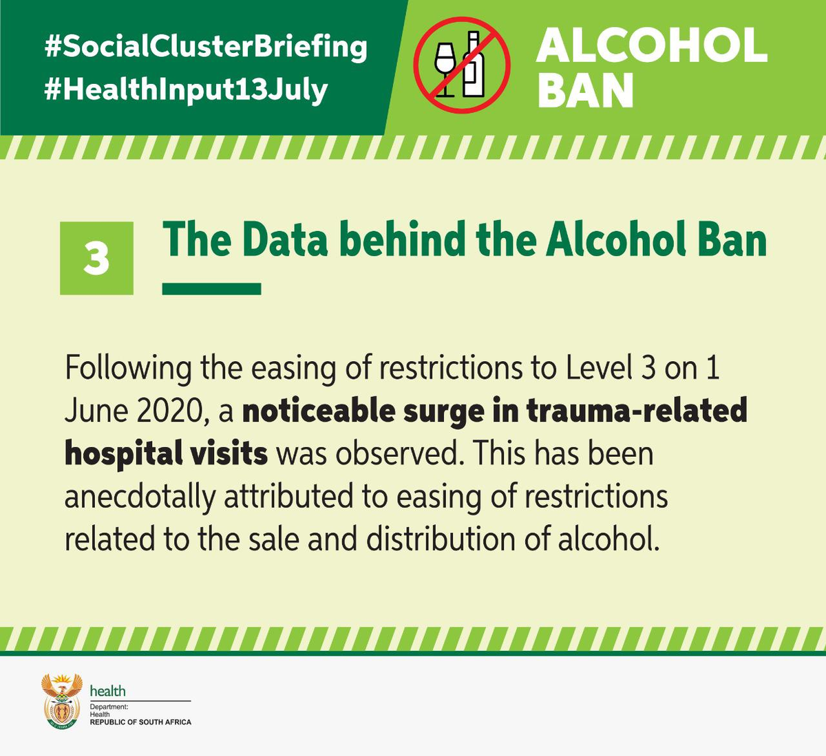 GovernmentZA's tweet photo. The @HealthZA Minister, @DrZweliMkhize on the data behind the #AlcoholBan during the #COVID19SA #SocialCluster briefing 1/3 https://t.co/95ukkGpv40