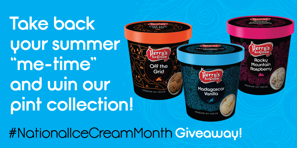 perrysicecream's tweet photo. In need of some "me-time" this summer? We are giving away certificates for our pint collection to try all 13 flavors + Perry's swag just for you! Enter: 1. Like and comment below 2. Tag 2 friends who deserve some "me-time"! 3 winners selected on 7/14. #NationalIceCreamMonth https://t.co/ET60cKHyBz
