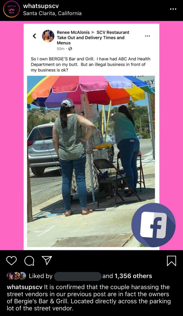 babie_bunni's tweet photo. imagine being a racist business owner and not wanting to support other small and local businesses. the two people harrassing the street vendor called him “ghetto” while they were also publicly intoxicated. they own Bergies Bar and Grill in SCV so if yall wanna leave a review https://t.co/qtU0WgR6Dk