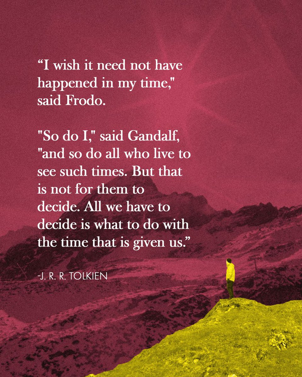 ecc_bloomington's tweet image. Our lives are not our own creations; for we are not our own makers. Instead, they are gifts given to us that we cannot exchange, but which we CAN choose to accept and to live into.
#eccbloomington #tolkien #lotr
#wisdomfromgandalf #LordOfTheRings 
#ourlifeisagift