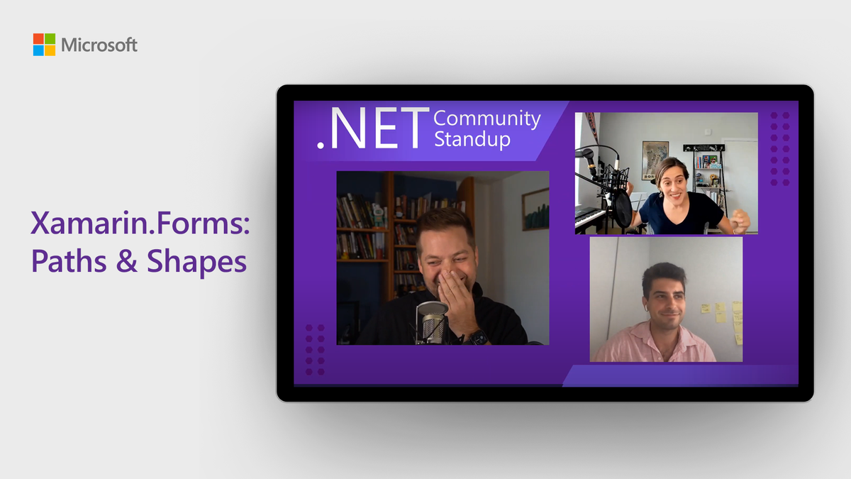 Image of .NET Community stand up title slide with show hosts speaking to each other virtually.