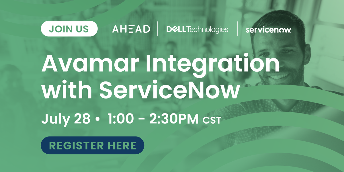 Ahead's tweet photo. Automating #dataprotection processes allows your team to work faster &amp; more efficiently. 

Join our upcoming webinar as our experts talk through &amp; demo @DellEMC Avamar integration with @servicenow &amp; the automation components. 🔗 ⤵️ 
https://t.co/MTKlqkUX1B https://t.co/KU0JRf709m