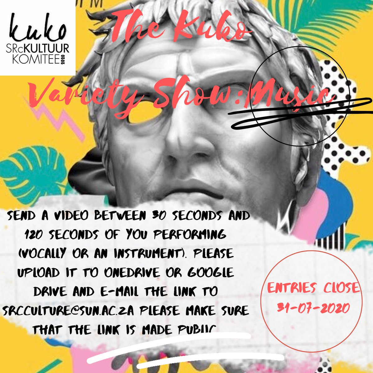 The category is : Music! 
Get the entry forms from your HK/HC or email us. Warm up those vocal chords and may the best Matie win! ( prizes, TBA)