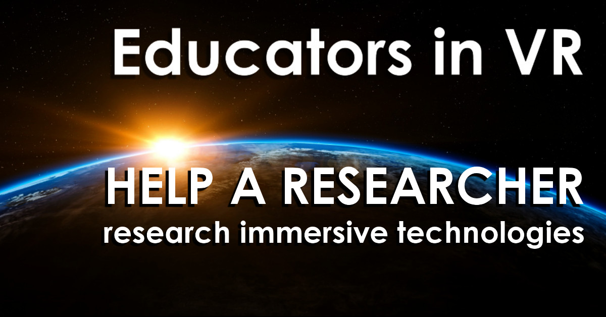 EducatorsVR's tweet image. #HelpaResearcher: QMUL PhD students have 15 min survey for researchers about conducting distributed XR research, predominantly regarding the limitations and affordances of both lab and remote setups. #helpavrresearcher #vrresearch docs.google.com/forms/d/e/1FAI…