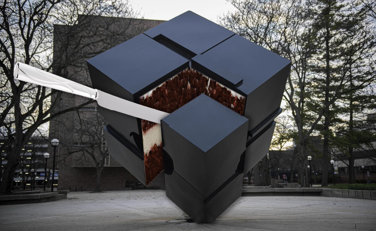 The cube on Campus is made of cake.