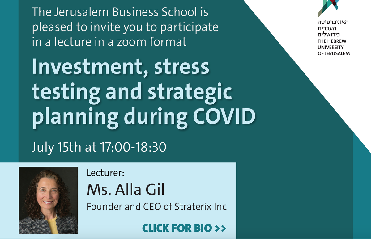allagil1's tweet photo. #COVID is an unprecedented shock that’s led to unprecedented uncertainty. How best to handle the financial risks facing your organization? Join me &amp; @HebrewU Business School for a special Zoom lecture on Weds. Register: https://t.co/kyfJXf68GZ #stresstesting #investment #risk https://t.co/Avho7f3PjT