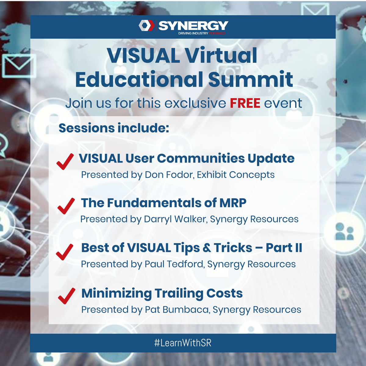 SR_MFG_ERP's tweet photo. Join us July 16th for our 2nd FREE #InforVISUAL Virtual Educational Summit. We have a great agenda planned along with contests - attendees will have a chance to win a FREE 2-hour Online Workshop of their choice! Save your spot now - details & registration: https://t.co/CwbNOutMur https://t.co/iG3NvdDg1A