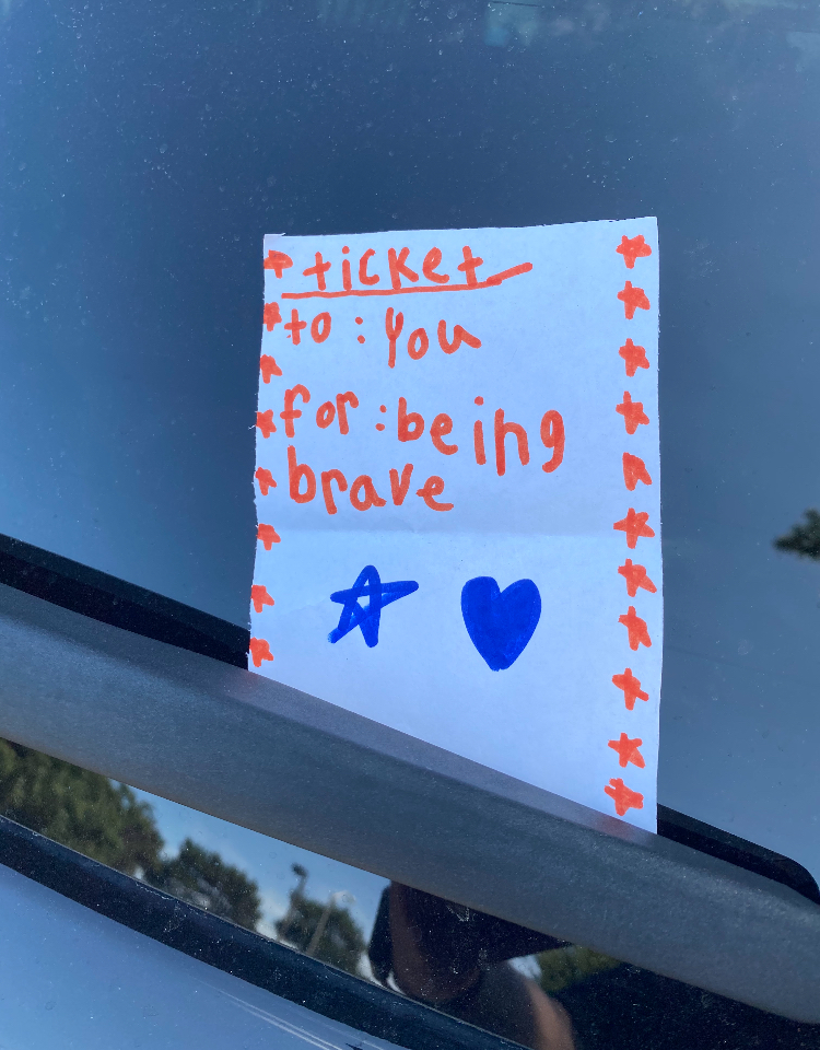 OverlandPark_PD's tweet photo. Seems as if we received a citation from a child for being brave.  Thank you. https://t.co/nbXNJQ3dkm