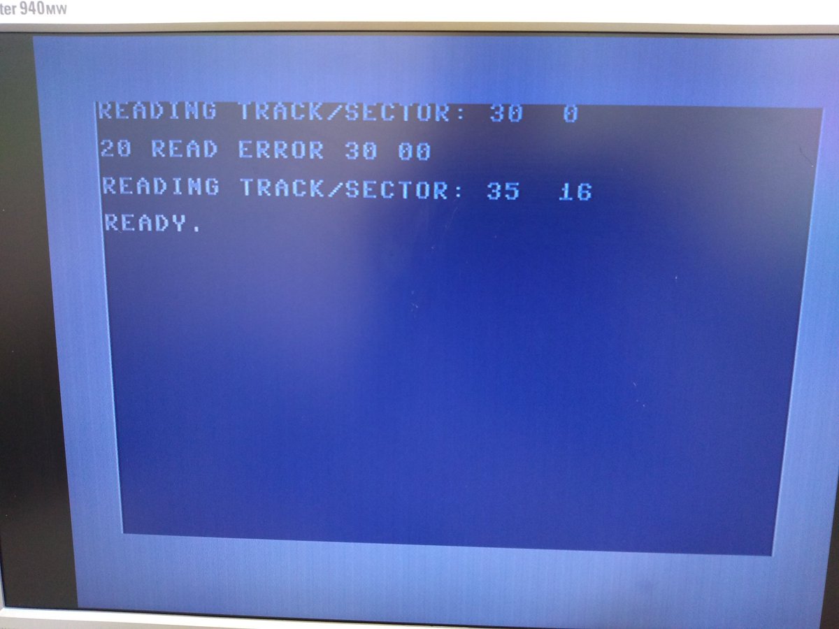 8bitAlan's tweet photo. "1541 Sector Tester" - a simple useful utility for checking floppies before committing to use them.
#Backbit is very useful for running C64 tools and utilities. I only wish my old floppies were as dependableπ
Is there any way to bring bad sectors back to life? Let me know. https://t.co/oSzFh0We19