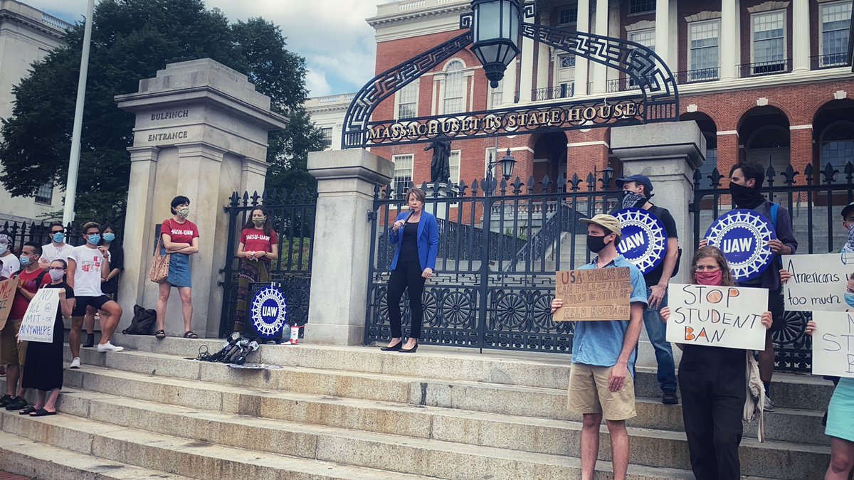 AGHealeyArchive's tweet photo. Today, we sued ICE.
 
Its threat to deport international students is yet another attempt by President Trump to use the pandemic to further his anti-immigrant agenda.
 
Proud to stand in solidarity with @hgsuuaw and demand a reversal of this illegal rule. https://t.co/gXEY5rVRwy
