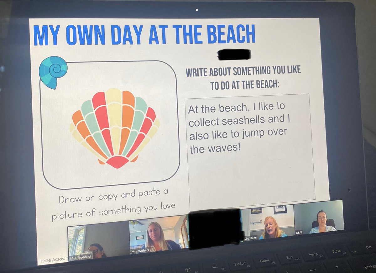 MrsWithersMPE's tweet photo. Having fun during remote learning reading and writing about the beach! https://t.co/3jXrt9aHHl