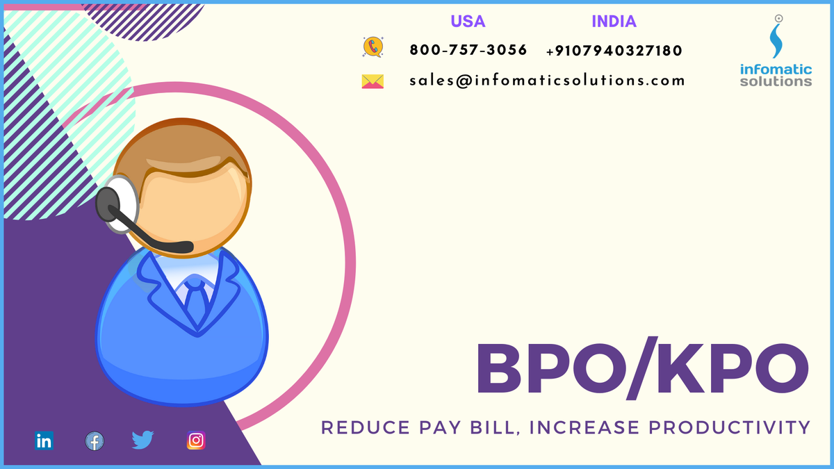 Infomatic_Sol's tweet photo. Bpo/Kpo
Reduce Pay Bill, #Increase #Productivity !!
#Business #Inquiry: Infomatic Solutions
#Email us:- sales@infomaticsolutions.com
#Call us:- 800-757-3056
#Website:- https://t.co/V8CfgLHWRJ
#outsourcing #callcenter #infomaticsolutions #infomatic #outbound #bpo #kpo #usa https://t.co/kTVtgjQZ8b