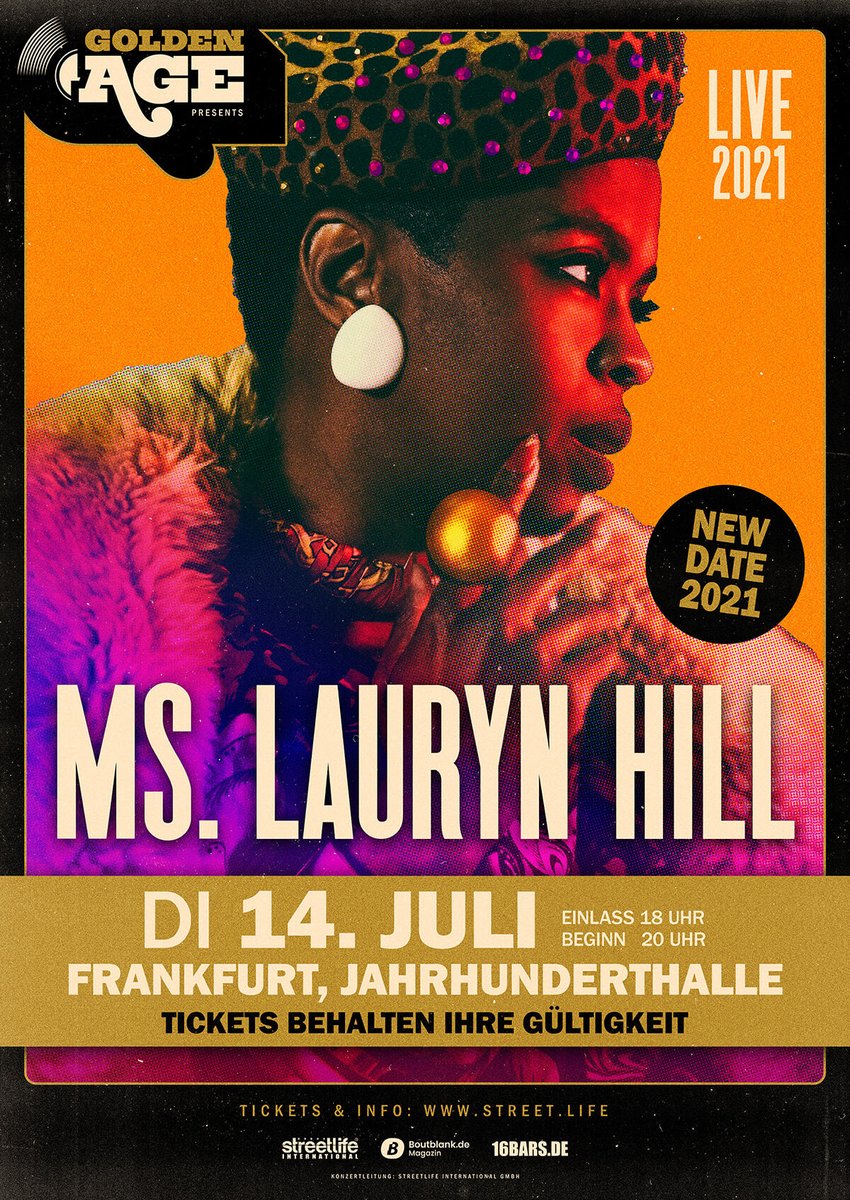 Ms. Hill will be performing on July 14th 2021 @jhhfrankfurt All purchased tickets are still valid for July 14th 2021. New tickets on sale now : eventim.de/lauryn-hill