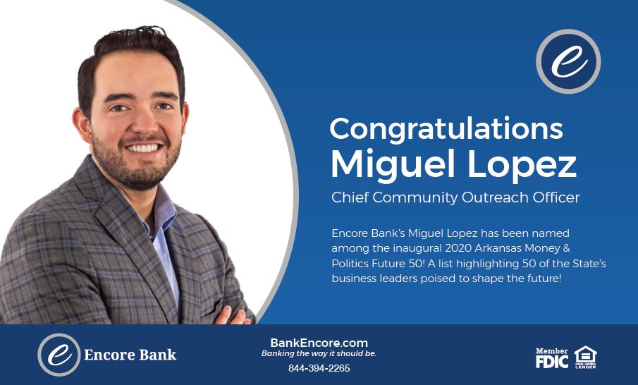 EncoreBank's tweet photo. Encore Bank is proud of our own @LuisMiguel51! Named to @amppob Future 50!
#Buildingsomethingdifferent https://t.co/XBlgY1wGXb
