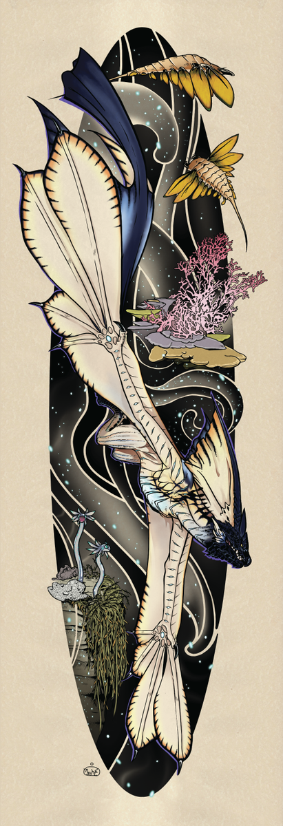 mytheeee's tweet photo. #odogaron and #legiana drawn in the style of japanese sleeve tattoos. #monsterhunterworld fanart! I'm not too happy with how Legiana turned out, I think I should have shown how pretty the wings and mantle look from behind. https://t.co/BDasVDrEty