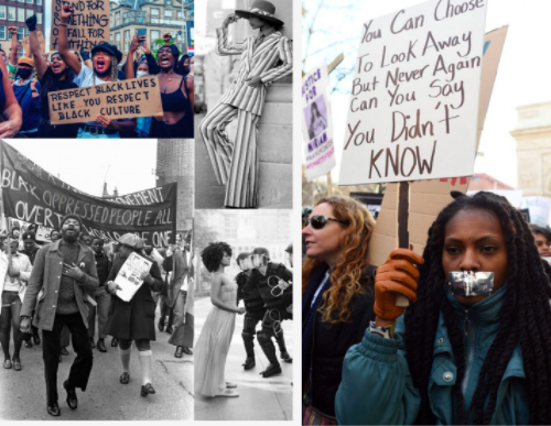 A sampling of student work from my Barnard course, Is Fashion Frivolous? Exploring Gender, Culture, and Politics Through Clothing as Gen Z contemplates zeitgeist.