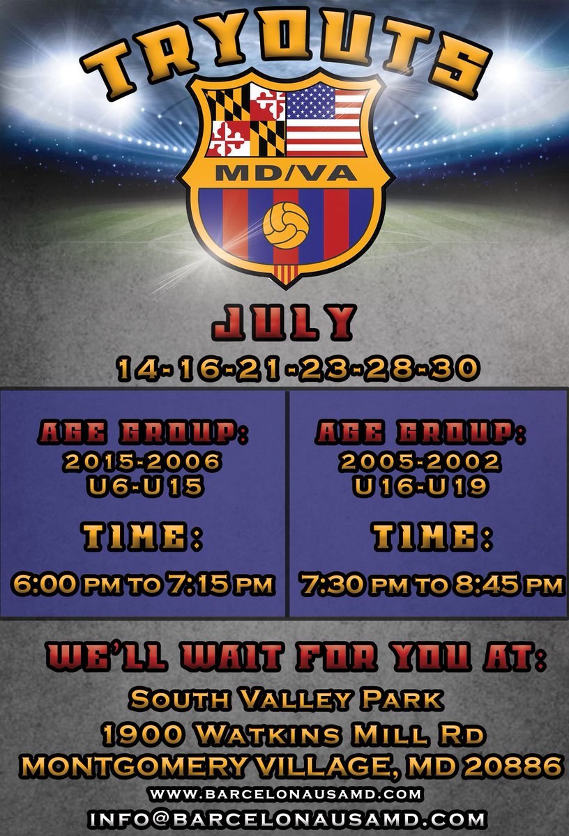 Tryouts starting tomorrow in Montgomery County! ⚽️🏆