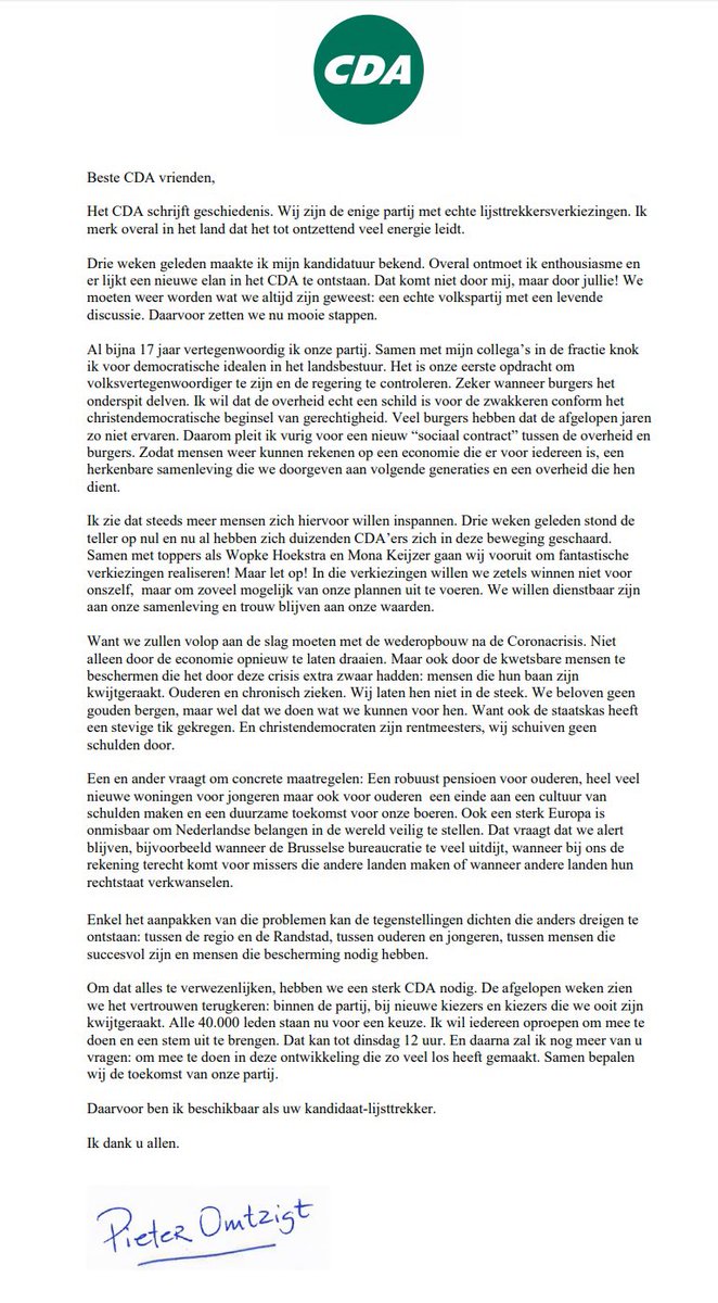 PieterOmtzigt's tweet image. Voor een sterk, solide en eerlijk Nederland.
De keuze is aan u als CDA lid.