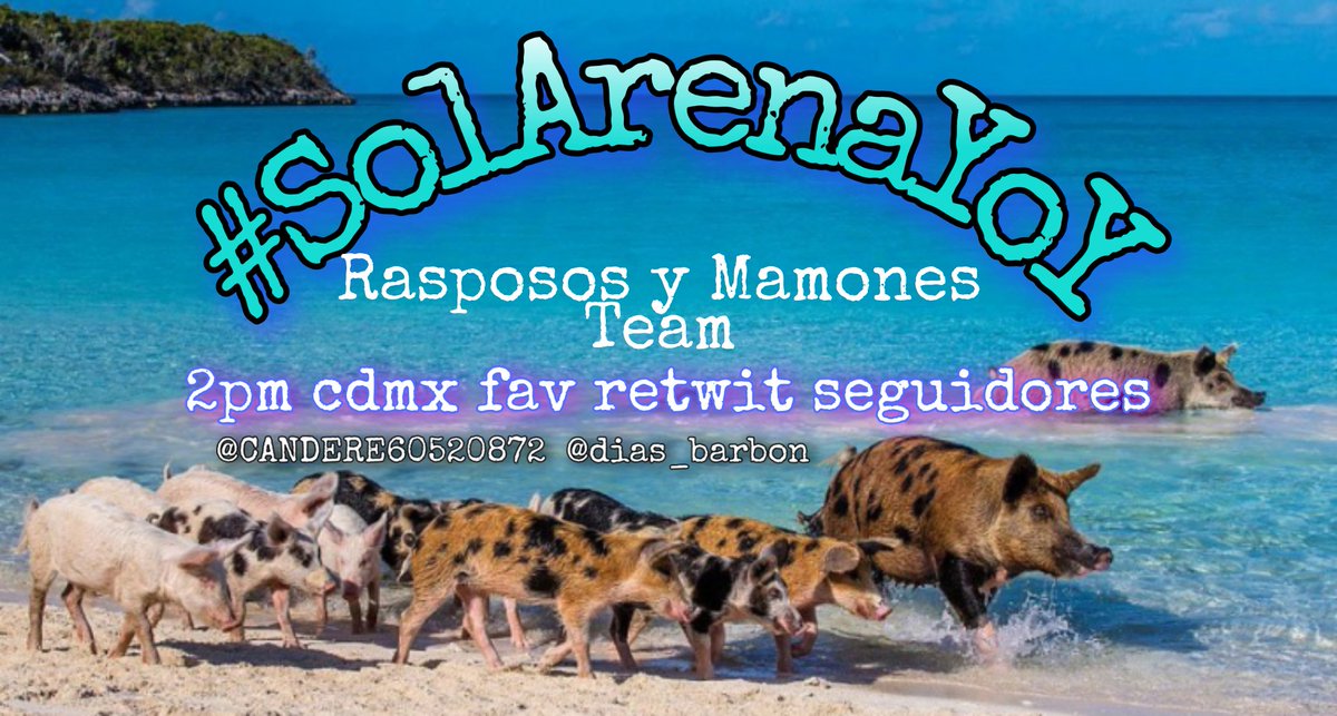 Cómo ya es costumbre 
#RaspososYMamones te invita a twitear con el ht
 #SolArenaYoY 
 hoy lunes apartir de las 2 pm horario de la cdmx, ven y diviértete con nosotros, gana seguidores favs retwit has un amigo nuevo y sonríe es gratis...
Líderes
<a href="/CANDERE60520872/">💋CANDE 👄</a>
<a href="/dias_barbon/">Barbón 👑</a>