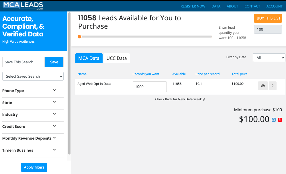 mca_leads's tweet photo. New Online MCA Data Platform - Now Available!

Get 100 FREE LEADS when you create an account!

https://t.co/jXZWqy7iiB

You can search Custom Criteria based on:
-Credit Score
-Time in Business
-Monthly Revenue
-Phone Type: Mobile / Landline
-Plus More!

Instant Download! https://t.co/x1gpPynZS1
