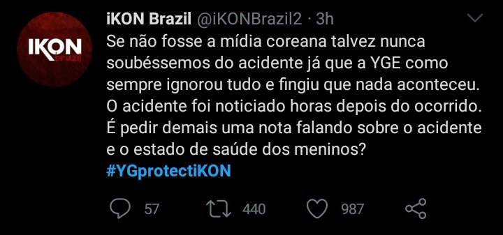 nctwhere's tweet photo. NCTZENS!!

Sei que isso não tem nada haver com o NCT mas queria pedir para ajudarmos na tag #YGprotectiKON! Dois membros do grupo sofreram um acidente de carro por irresponsabilidade do motorista e a YG ainda não se pronunciou sobre a saúde deles e os ikonics estão desesperades https://t.co/zIKSc6oaqn