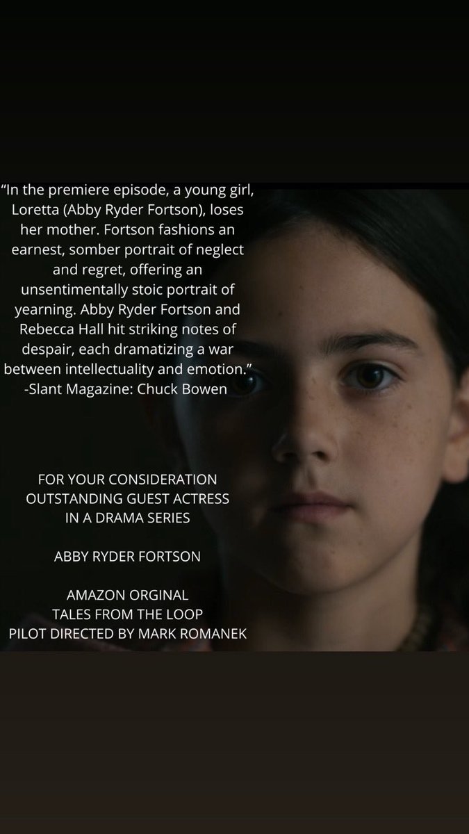 AbbyFortson's tweet photo. Love our beautiful show. #FYC #Emmy2020 @AbbyFortson #TalesFromTheLoop @AmazonStudios @PrimeVideo @DisneyStudios @markromanek @DuncanJJoiner @jeffCArchives https://t.co/5grdwPLFbO