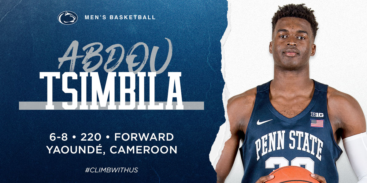 PennStateMBB's tweet image. Welcome to our new Nittany Lion Abdou Tsimbila (➡️@abdourachid56), a 6-8, 220-lb. forward from Yaoundé, Cameroon! 📰: bit.ly/MBBTsimbilaJoi… 🔵🦁⚪ #ClimbWithUs
