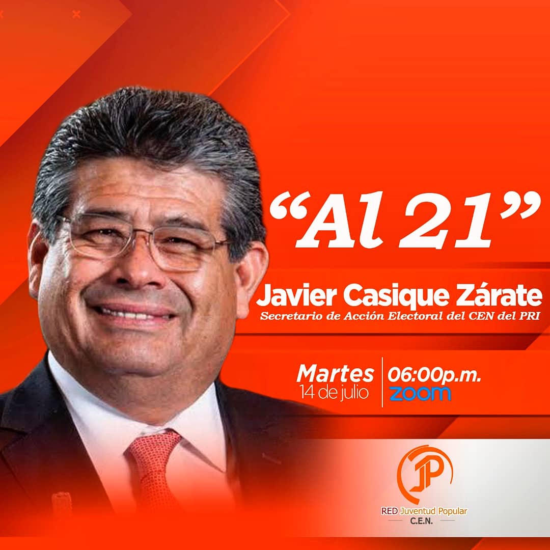 CENJP's tweet photo. El día de mañana tendremos la participación de @Javier_CasiqueZ Secretario de Acción Electoral del CEN @PRI_Nacional, en la ponencia “Al 21”.
¡No te la pierdas!
Déjanos tu comentario si te gustaría participar y nos pondremos en contacto contigo. 💻📨
#SomosJP #JPandando https://t.co/OBbwynLOtz