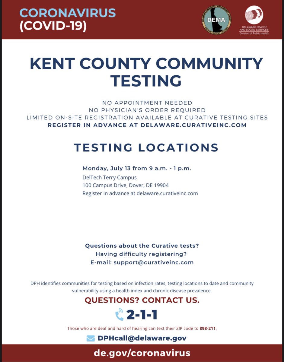 Testing locations, dates &amp; times for this week!