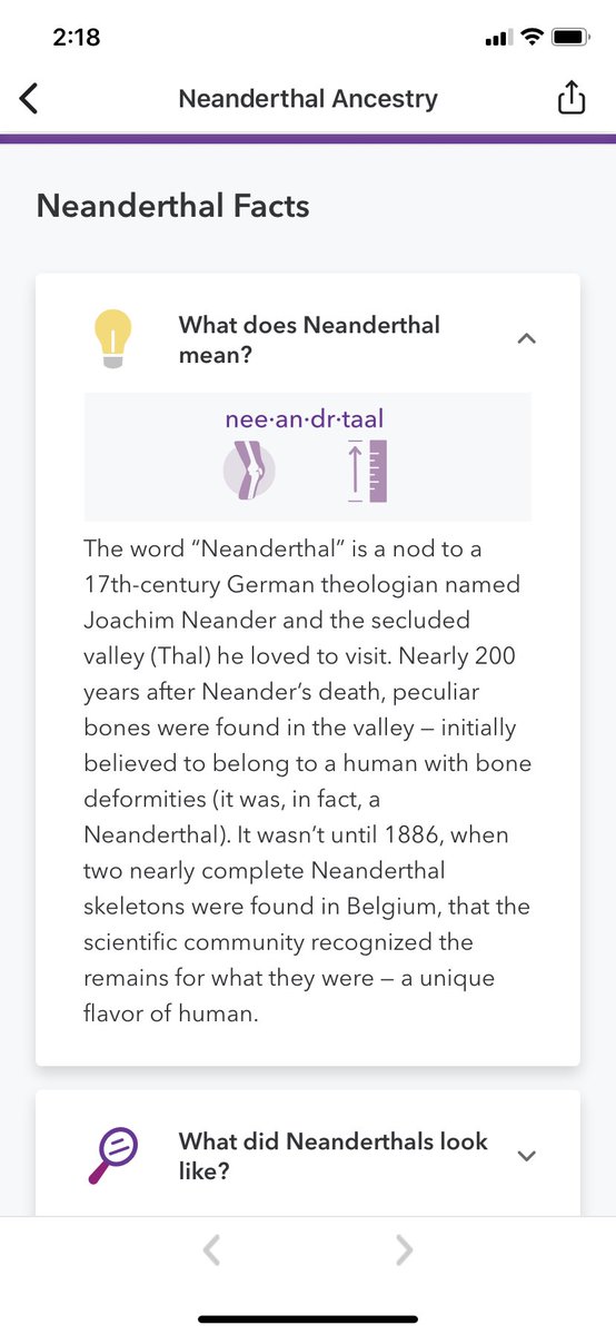 I got my <a href="/23andMe/">23andMe</a> results and apparently I am a small percentage Neanderthal. The more info page shows the proper pronounciation, and apparently <a href="/daxshepard/">Dax Shepard</a>, you are saying it right! #science <a href="/ArmchairExpPod/">Armchair Expert Podcast</a>