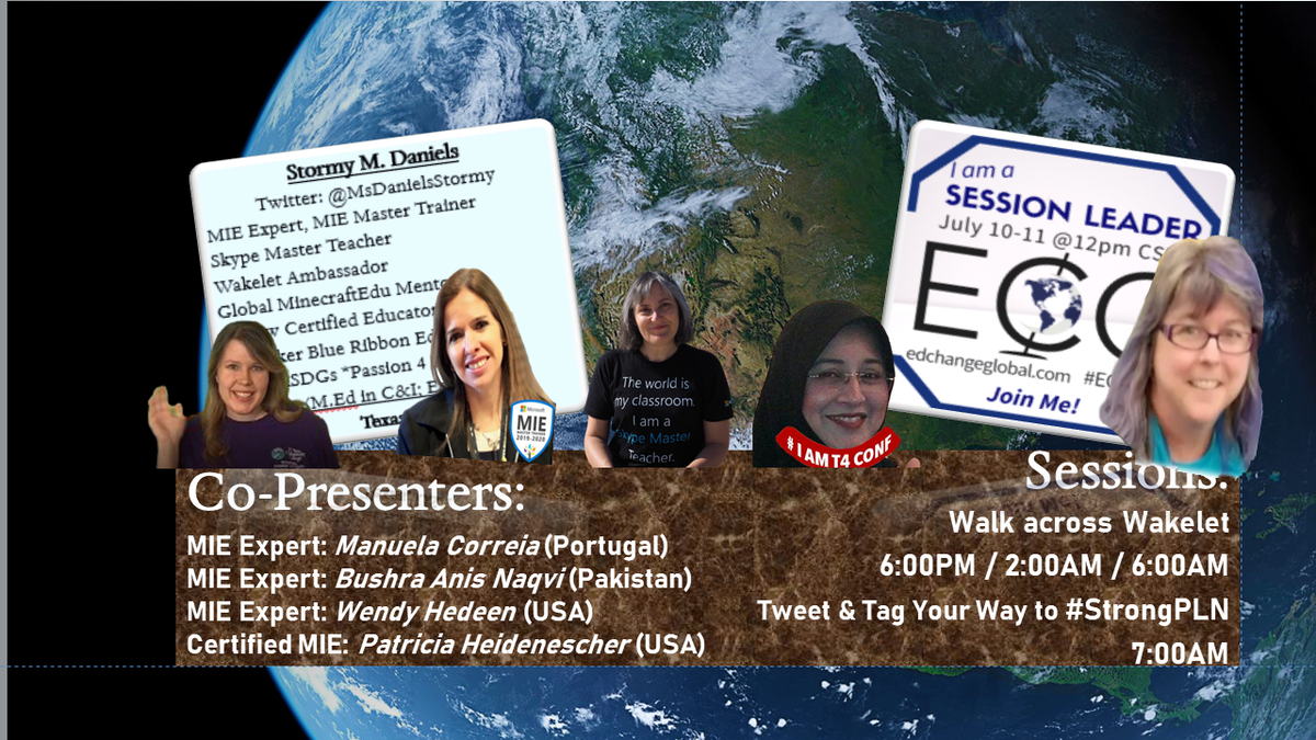 MsDanielsStormy's tweet photo. 🌎Finally, time to reflect on the Marathon of Global Connected Educator Awesomeness! Thank you to my Co-Presenters that truly make sleep deprivation worth it! This #StrongPLN definitely doing big things! Thank you all!
#MIEExpert #ECGlobal #BetterTogether https://t.co/eYUH5lvgrC