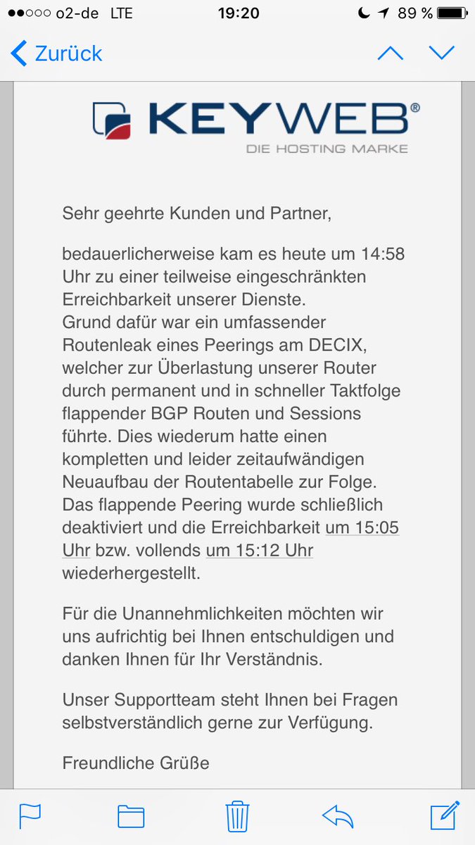 dj2bee's tweet photo. @vodafoneservice Falls ihr mal ein Beispiel für vorbildliche Transparenz und Kundenkommunikation sehen wollt, schaut mal nach Erfurt zu Keyweb.
Diese E-Mail kam heute um 16 Uhr. https://t.co/piGnoePXyG