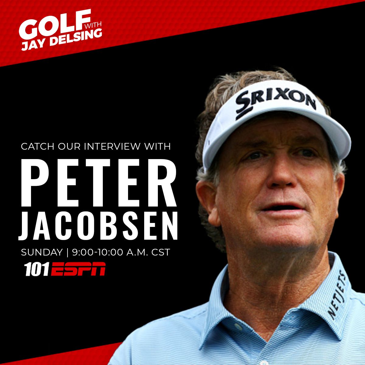 jaydelsing's tweet photo. On the show this week: former @PGATOUR pro Peter Jacobsen! Head on over to 101 ESPN today to hear what he has to say about this year's PGA Tour, his own experiences, and more! #peterjacobsen #pgagolf #golfshow #golfpodcast @JakeTrout https://t.co/cW88X0OqbM