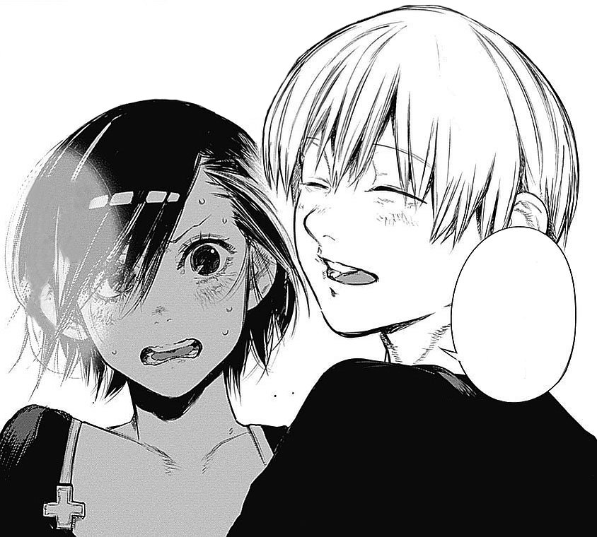 Au début elle ne vivait que pour la vengeance mais petit à petit et grâce à sa rencontre avec un certain Kaneki, Touka deviendra plus douce et souriante... ne perdant pas pour autant son franc-parlé, sa ténacité et son courage ! Elle a fini par enfin faire la paix avec elle-même