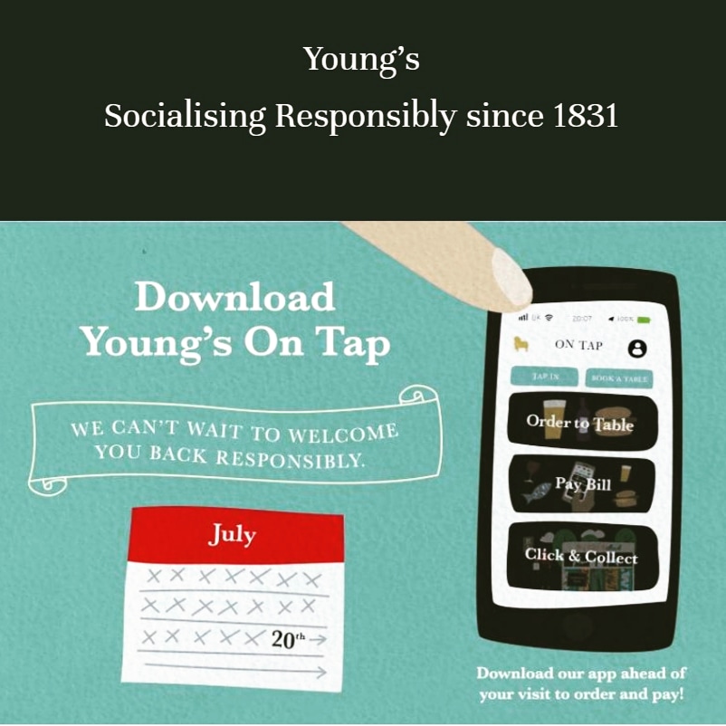 BritanniaKen's tweet photo. Did you hear the news? We're re-opening next week! Plan your visit ahead of time by downloading the @Youngspubs #OnTapApp. With new improvements such as 'order to table', and 'pay your bill' our additional safety measures mean we've also gone #cashless! 🚫💷
#UKPub #LondonPub https://t.co/3vQhzMAj76