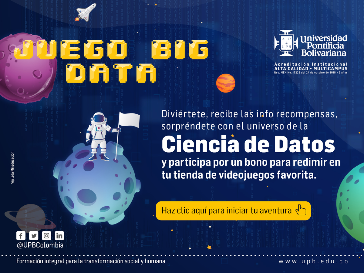¿Te animas a viajar con nosotros al Universo de la Ciencia de  Datos? 👩🏻‍🚀🚀🌠

Recórrelo con nosotros y gana mientras aprendes y te diviertes 👉 appfeelingco.com/UPB/