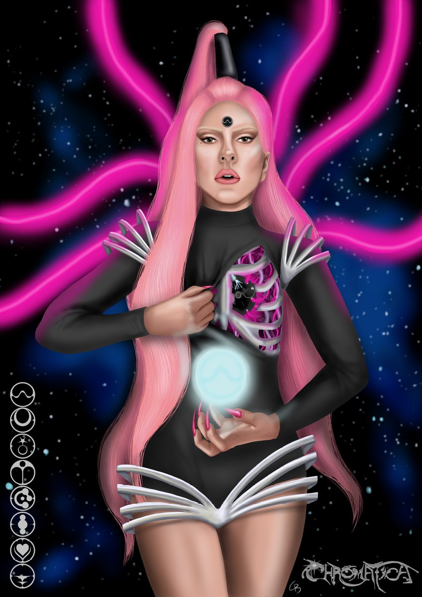 stilllovingGaGa's tweet photo. @creativecloud 
My artwork for #LadyGagaxAdobe #contest done in adobe photoshop. 
The concept is that with Gaga being a robot/cyborg the planet Chromatica is an equivalent of her heart or whatever fuels a robot. 
#art #artwork #Ladygaga #ladygagaart #monsterart  #chromatica #lg6 https://t.co/q5tqVGZcSP