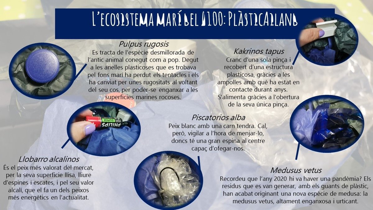 AnnaChillida's tweet photo. PlàsticAiland, l'ecosistema marí que ens espera, fruit d'una reflexió crítica i artística sobre l'emergència climàtica i la biodiversitat al curs #preguntessensepressa de la #55EE de @RosaSensat. Dilluns sense curs i trobant-lo a faltar! @DimasFabregas @Ton_i_Vila @NriaAznarCat https://t.co/xzJ50jVOyQ