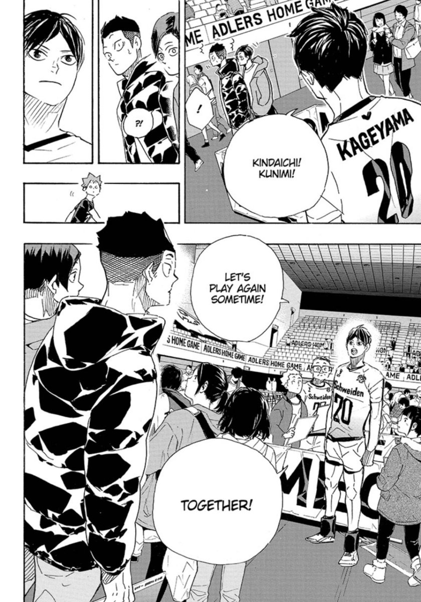 HeyMellieJellie's tweet photo. #ch401 spoilers
Can we... *Sniffs* talk about this later part?
Kageyama is a full grown man and he looks like such a kid here. For so long he only wanted to play with the strongest, and now he wants that sure, but he also wants to play with his old friends.
And he SMILED. https://t.co/5GYtPBAgtF