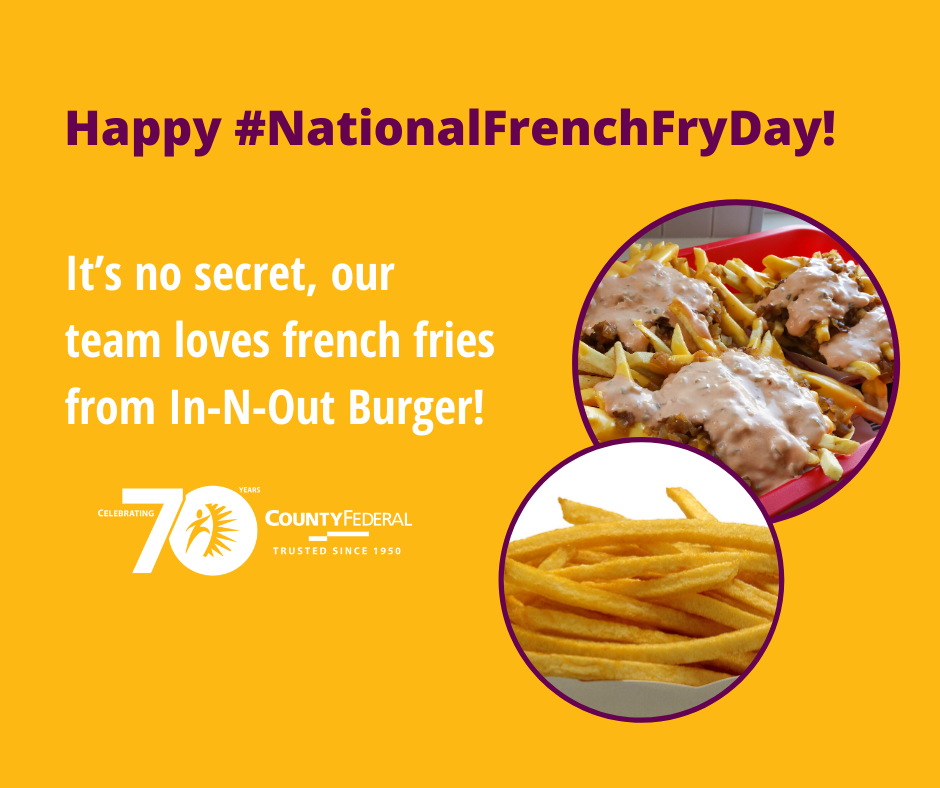 mirastar_fcu's tweet photo. We asked #TeamCountyFederal who had the best fries in town for #NationalFrenchFryDay! Who makes your favorite fries? 🍟
#sccfcu #creditunion #countyfederal #countyfederal70 https://t.co/xuHDA4LHvH