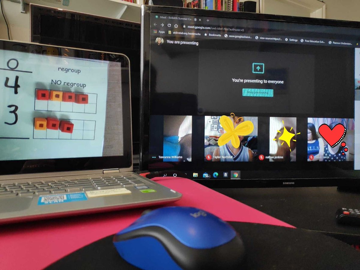 RowenaRabaya's tweet photo. Got my kids show off their Regrouping Skills in 2-digit Addition🤩
Using my TV as an extended display to magnify kids' work & Jamboard as my interactive whiteboard 😜
#CampHauntedHills
#edventure_AISD
#Chooseyourlanding
#AldineSummer
@MaryCrismon @norman_dionisio @DrAnnHill1 https://t.co/f8XQJs4JTh