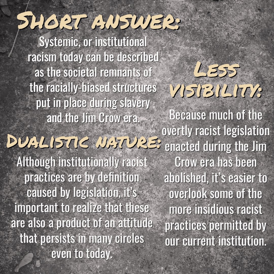 ECUWC's tweet photo. What are people talking about when they discuss systemic racism? This topic can be an elusive one, so this week we’ll be providing you with specific examples of systemic/institutional racism that persist in our society today. #makeoppressionhistory #piratenation #ecuwritingcenter https://t.co/hxFbqSdpfb